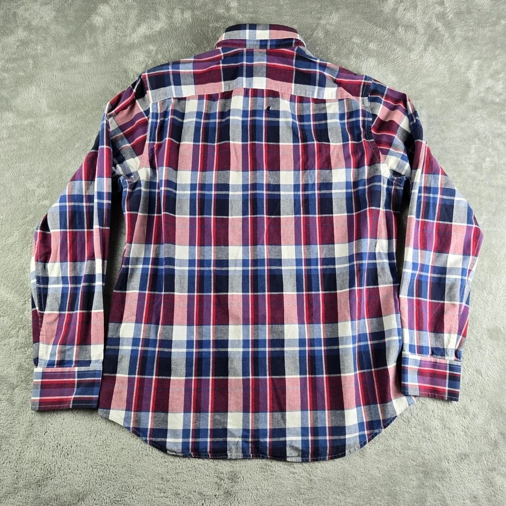 Banana Republic Shirt Medium Red White  Blue Plaid  Long Sleeve Preppy Workwear